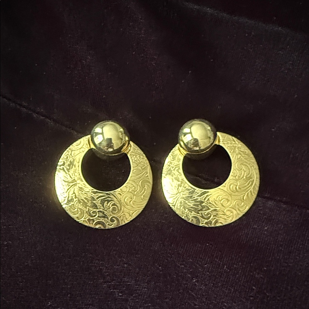 Ornate Gold Disc Earrings